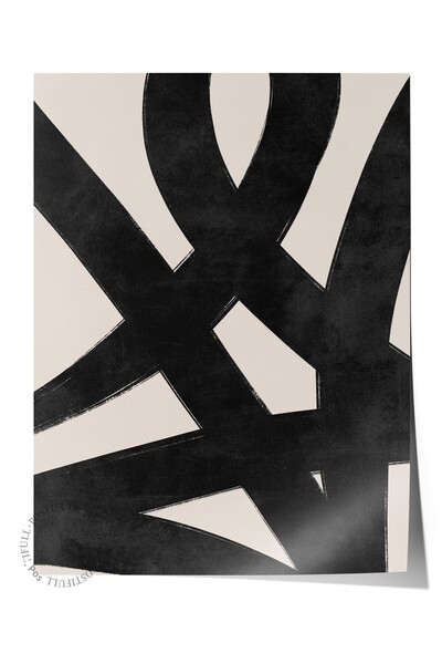 Postifull Ασπρόμαυρη μοντέρνα αφίσα - Αφηρημένο θέμα, χωρίς πλαίσιο, διακόσμη...