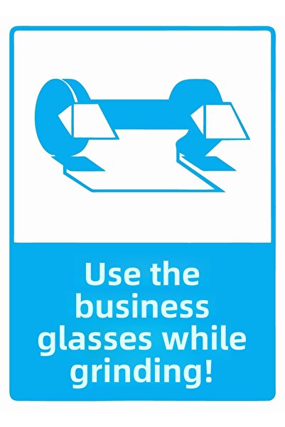 ZiPrinter استخدم نظارات السلامة أثناء الطحن! لافتة تحذير من مادة PVC مقاس A5 ...