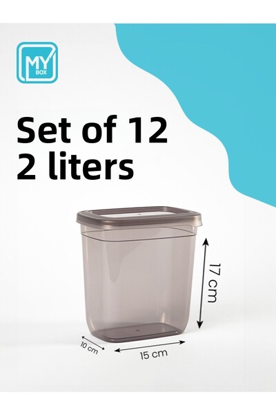 MYBOX Set of 12 Labeled Food Storage Containers - Leak Proof Lid Pulses Storage Box 2000ml