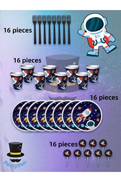 PartyPoo Set de petrecere pentru ziua de naștere cu tematică spațială - Ekko ...
