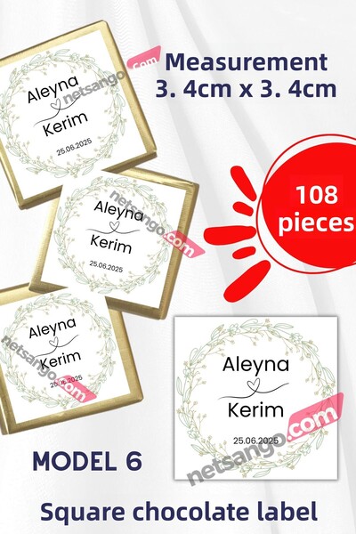 Netsan Etiket 108 Pieces Madlen Chocolate Tag Promise Engagement Wedding Stic...