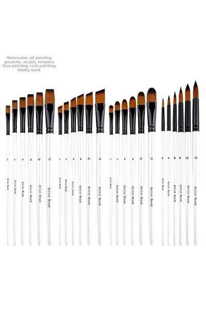 Sanathobi مجموعة فرش 24 قطعة - 4 موديلات مختلفة، طلاء أكريليك، طلاء زيتي، طلا...