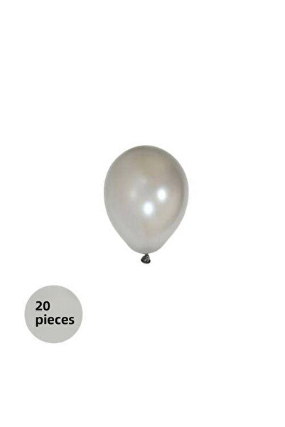 Parti Dükkanım بالون معدني فضي صغير مقاس 5 بوصة 20 قطعة