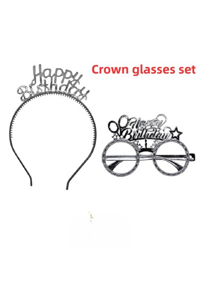 turkuaz parti Комплект сребърни чаши за честит рожден ден с корона, аксесоар ...