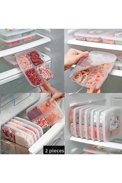 Bayev 2 Pieces Frozen 4-Compartment Food Dispenser Meat and Vegetable Storage Container - Birdhead Meat Grinder Organizer