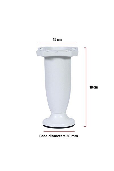 Badem10 10 cm (4 ΤΕΜ) Λευκό πλαστικό πόδι Ρυθμιζόμενο ντουλάπι Έπιπλα Καναπές - Τραπέζι σαλονιού Πάγκος Πόδι