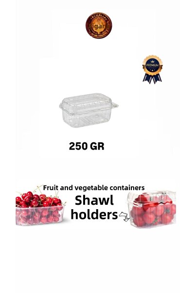 figanlar ambalaj 250 Pieces Thick Hard Plastic Lid Perforated Fruit (Shale) Container 250Cc