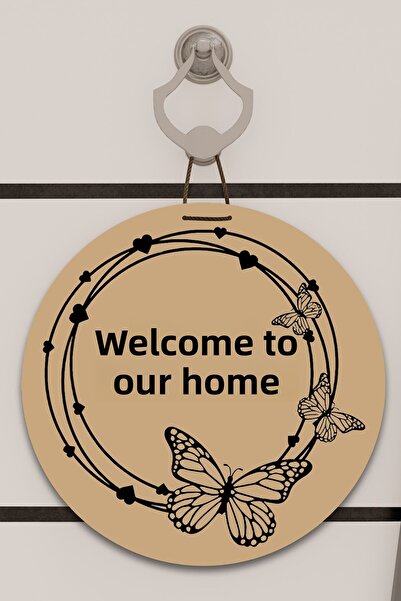 Dormot Home Decor pentru ușă cu imprimare digitală maro, model cerc cu flutur...