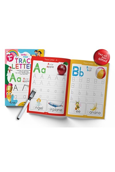 MK Publications Preschool English Alphabet Write - Erase Activity Book + Pen with Gift