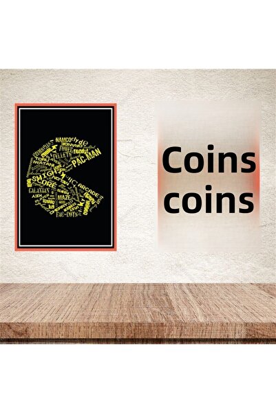 hazalshop Ρετρό ξύλινη αφίσα Pacman 20-30 cm