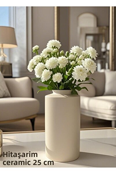 Lui Tasarım Vas de decorare pentru birou, de culoare crem, stil boem, 25 cm, ...