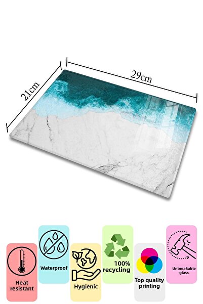 Postifull Glass Cutting Board, Chopping Board, Aesthetic Marble Pattern, Thick and Tempered Unbreakable Glass, 21*30cm