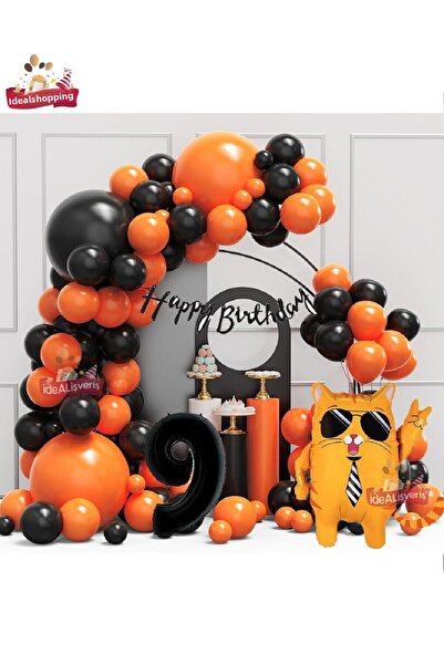 Laviyosa Black Age Foil Cute Cat with Glasses Black Happy Birthday Birthday P...