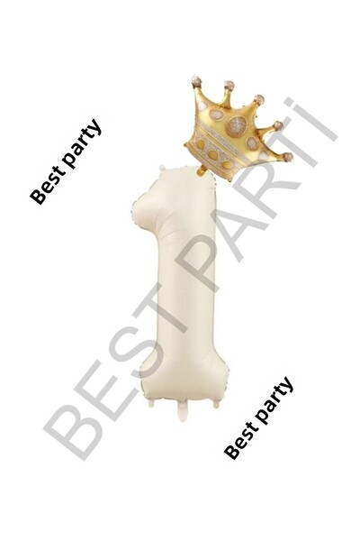 BEST PARTİ DOĞUM GÜNÜ PARTİ SÜSLERİ Beige Number and King Crown Foil Balloon ...