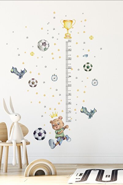 AlyMarkt ملصق مرآة حائط لخزانة الملابس على شكل تيدي بير يلعب كرة القدم