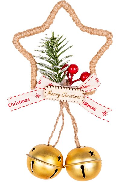 Herdekora Χριστουγεννιάτικο στολίδι για δέντρο με αστέρι και κουδούνι χρυσό 9x14 εκ.