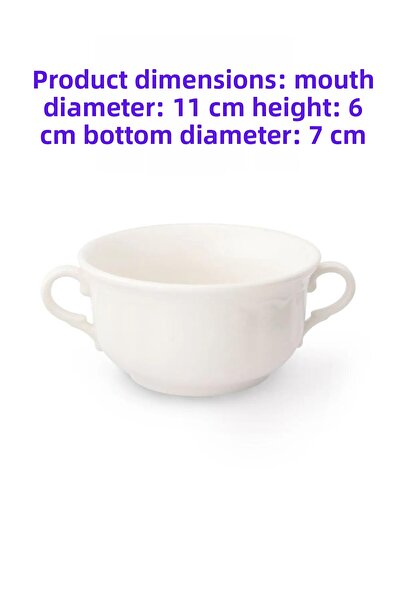 HERGÜNUYGUN وعاء حساء بمقبض مزدوج من البورسلين وعاء حساء جاهز 11 سم بورسلين جورال