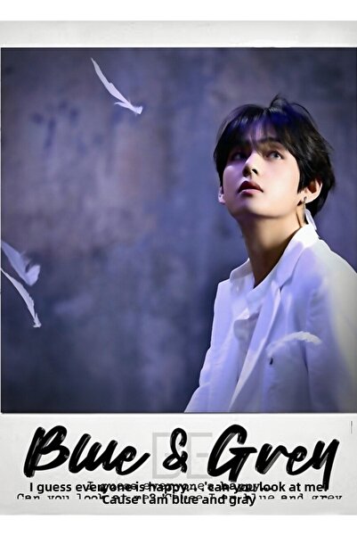 Universal Poster decorativ din lemn Polaroid, albastru și gri, cu V din BTS, ...