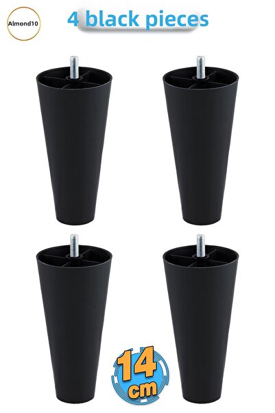 Badem10 4 buc șuruburi (M8 DENT subțire) 14 cm (NEGRU) Mobilier din plastic Upgrade Fotoliu Canapea Picior Picioare