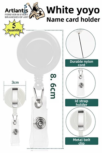 Artlantis White Collar Yoyos 5Pcs Yoyo Card Holder Id Staff Card Yoyo Collar ...