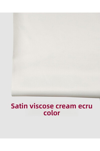 Kumaş Parça Ecru Satin Viscose cu Cremă - 145 cm Lățime
