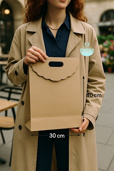 OLİ Art Kraft Bag 30X40Cm 10 Pieces - Closed and Handle Gift Bag