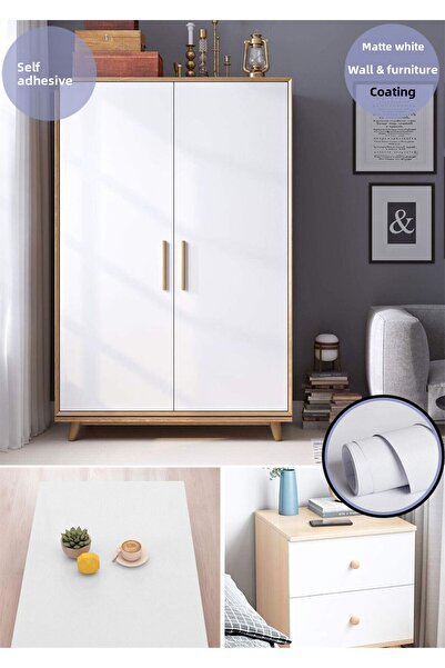 Piksel Grafik Matte White Adhesive Foil Furniture, Cabinet, Table and Wall Covering Foil - 60X100 cm