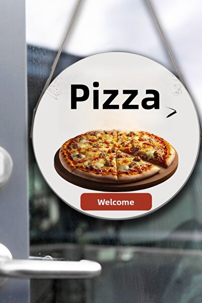 Nod Double Sided Welcome Sign for Pizza Hall, Pizza Shop Door Wall Painting Board Ornament Decor