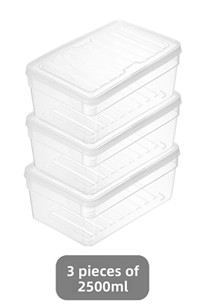 Meleni Home Deep Microwave Compatible 2500ml Food Storage Container Set - Transparent Lid Organizer