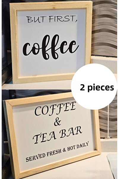 BRE HOME Set de 2 tablouri decorative de perete pentru ceai și cafea, cu cadr...