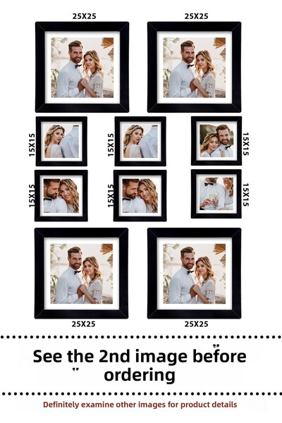 yhfoto 4 bucăți 25x25 - 6 bucăți 15x15 cm - rame foto din lemn MDF PVC cu cad...