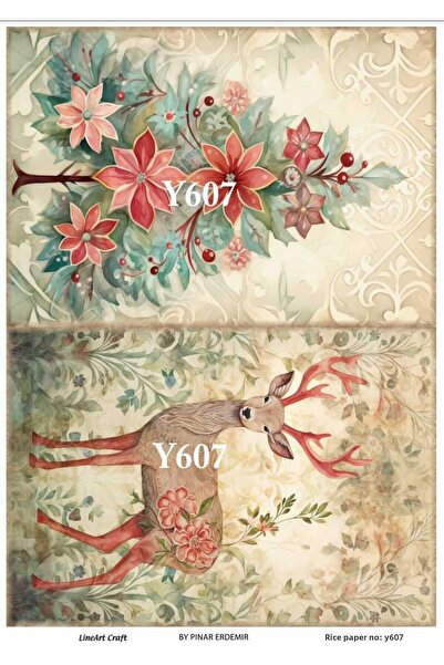 LİNEART ورق ديكوباج نحاسي بنمط عيد الميلاد رقم: YILŞI607- 29X42 سم