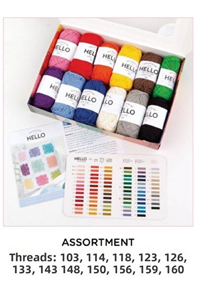 BALIM ÖRGÜ EVİ مجموعة Hello Boxed المكونة من 12 خيطًا - تشكيلة متنوعة من ثقوب...