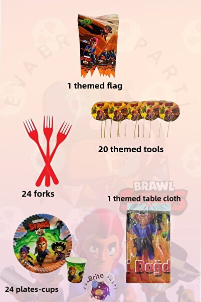 Evabrite Set Brawl Stars pentru 24 de persoane Dublca - Set pentru petrecerea...