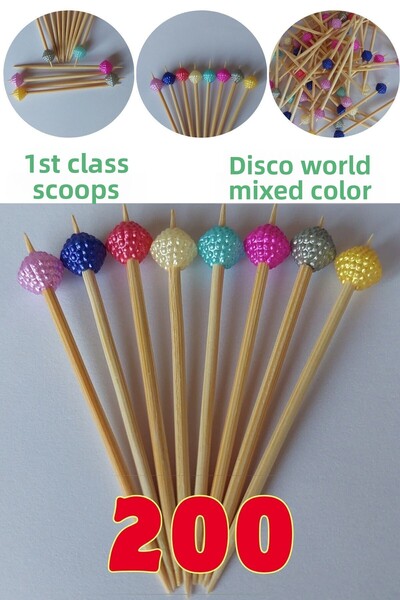 Armashine 200 قطعة من أعواد أسنان الكوكتيل المزخرفة من ديسكو وورلد - وعد الخطوبة، أعواد أسنان فاخرة مختلطة ملونة - أعواد أسنان الكيك