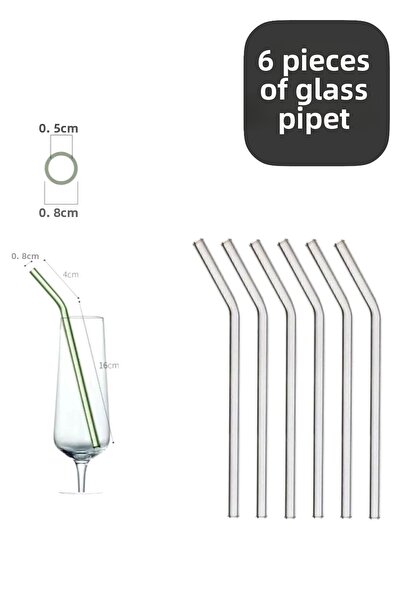CocoVia (6 Pieces) Clear Glass Straw - Inclined Glass Straw
