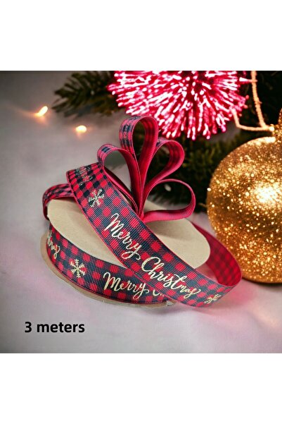 GÜLSEMALİ 3 ΜΕΤΡΑ Μεγάλη τυπωμένη χριστουγεννιάτικη κορδέλα Κουτί Στολίδι Κορδέλα Δέντρο Στολίδι Κορδέλα 2,5cm
