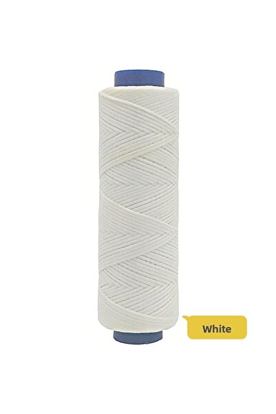 ipekbazaar حبل مشمع من Aker مقاس 1 مم × 100 متر خيط مشمع مجوهرات جلدية هواية سادلر خيط حقيبة خيط أبيض