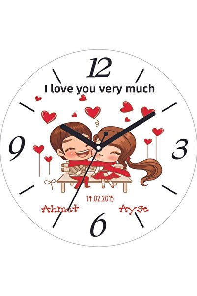 ART HEDİYE Valentine's Day Gift for You Curved Real Glass Wall Clock