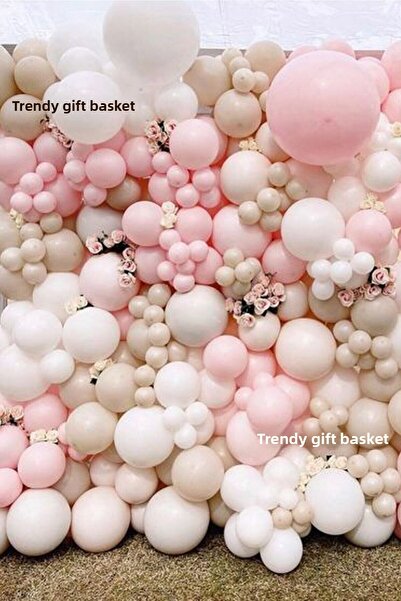Trend Hediye Sepeti Retro Sea Sand Pink White 100 Pieces Balloon Chain