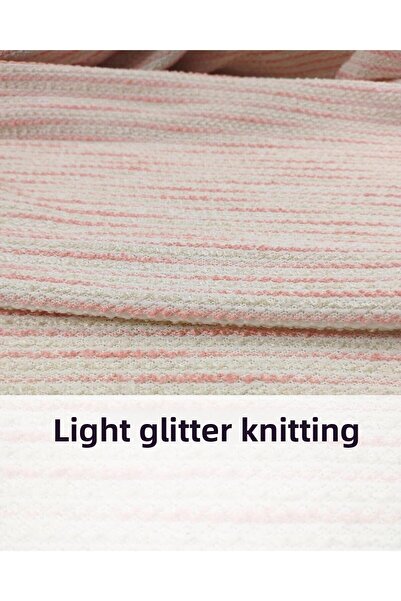 Kumaş Parça 130 cm Tricotat cu sclipici de culoare crem