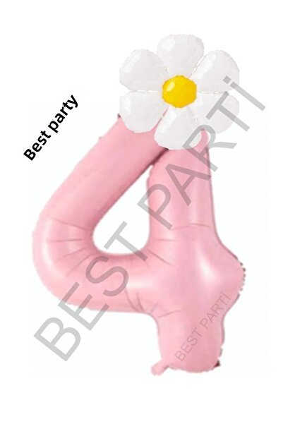 BEST PARTİ DOĞUM GÜNÜ PARTİ SÜSLERİ Pink Number and White Daisy Foil Balloon ...