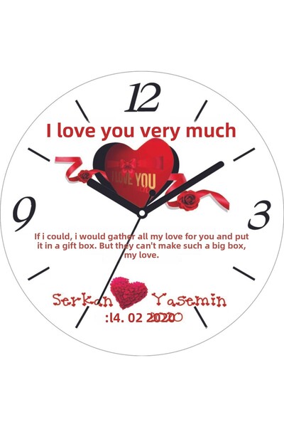 ART HEDİYE Ceas de perete din sticlă reală Love Bomb pentru Ziua Îndrăgostiți...