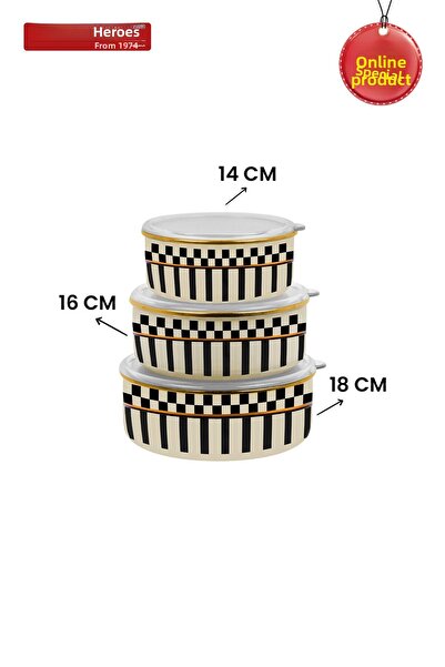 Kahramanlar Prime Cream 3-Piece Enamel Storage Container