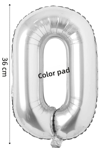renk party Foil Balloon 0 Number Helium Balloon 36 cm Silver Color - 0 Age Ba...
