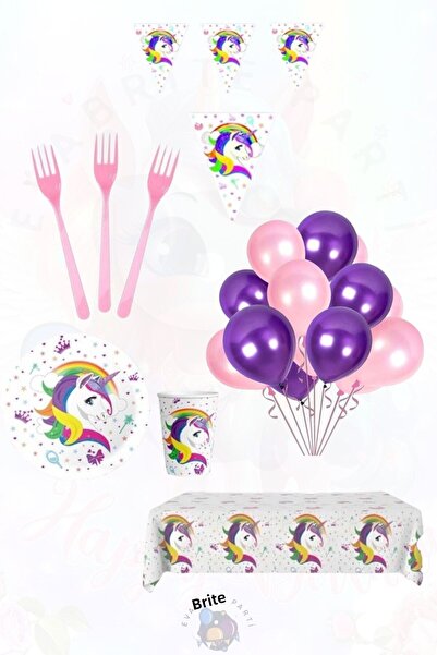 Evabrite Set tematic unicorn pentru 8 persoane Maxib - Set pentru petrecerea ...