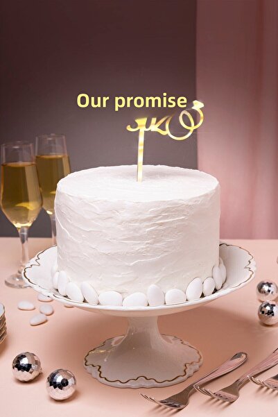 Artikel قمة كعكة بمرآة مكتوبة باللون الذهبي، حفلة خطوبة، زخرفة كعكة الوعد، زخ...