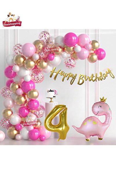 Bkmc مجموعة زينة لحفلات أعياد الميلاد باللون الوردي والذهبي والأبيض على شكل د...