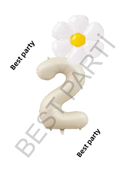 BEST PARTİ DOĞUM GÜNÜ PARTİ SÜSLERİ Beige Number and White Daisy Foil Balloon...