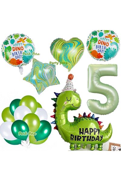 parti pera Dinosaur Foil Balloon Water Green Number Balloon Heart Star Foil Balloon Metallic Balloon Birthday Set